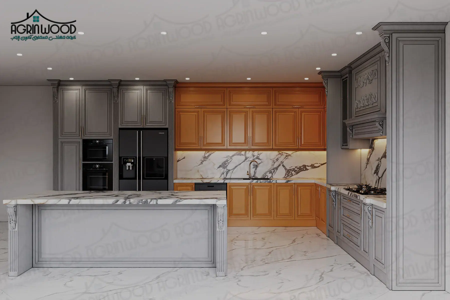 کابینت روکش چوب نارنجی