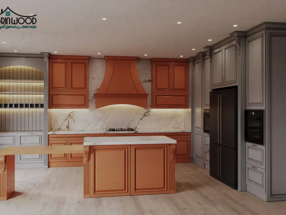 کابینت روکش چوب نارنجی